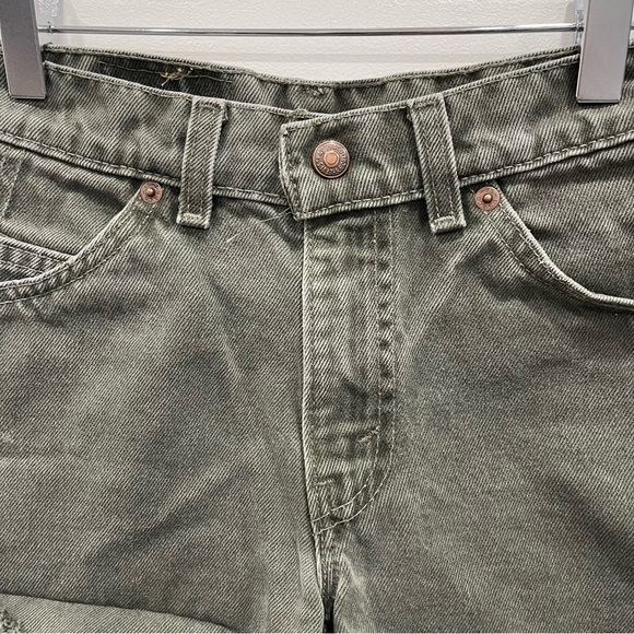 Levi’s Vintage 560 Regular Green Denim Cutoff Shorts Size 12 Orange Tab - Picture 4 of 8